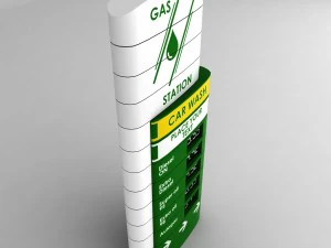 gas station price sign totem low poly pack 3D Model