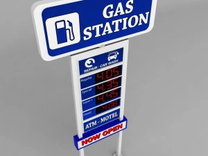 gas station price sign totem low poly pack 3D Model