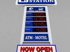 gas station price sign totem low poly pack 3D Model