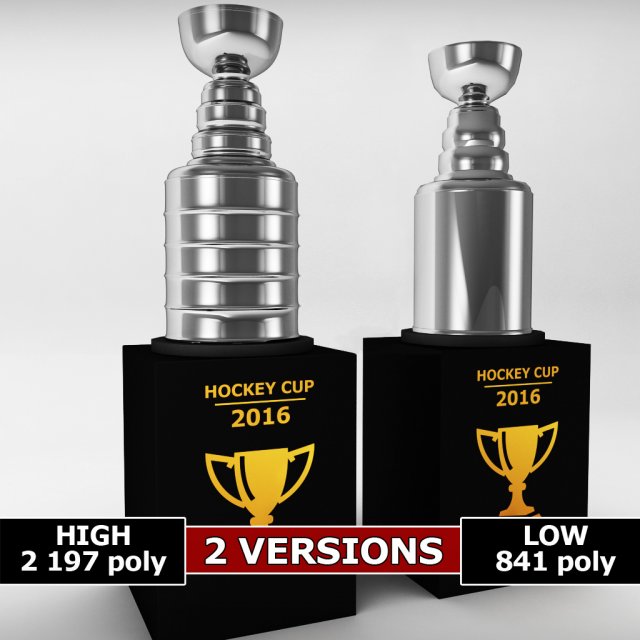 hockey stanley cup trophy low poly 3D Model .c4d .max .obj .3ds .fbx .stl .blend 
