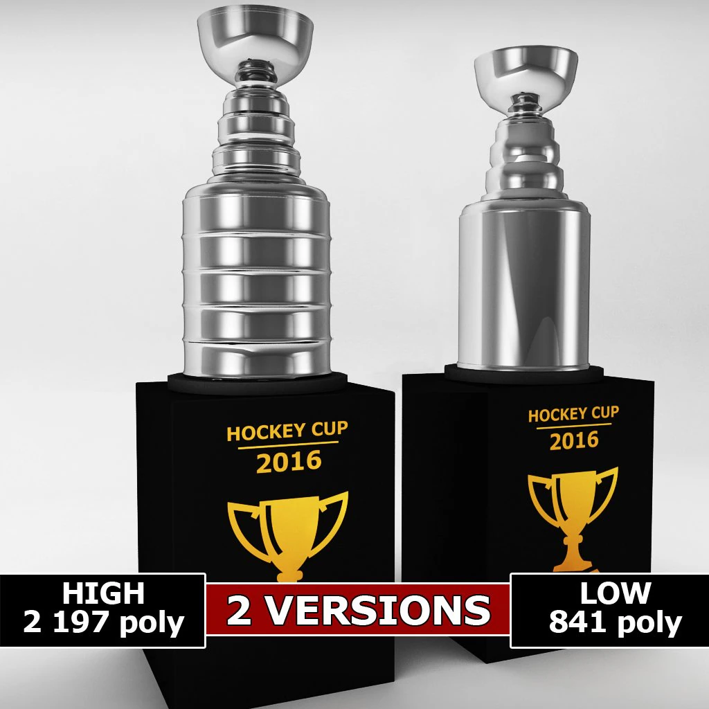 hockey stanley cup trophy low poly 3D Model .c4d .max .obj .3ds .fbx .stl .blend 