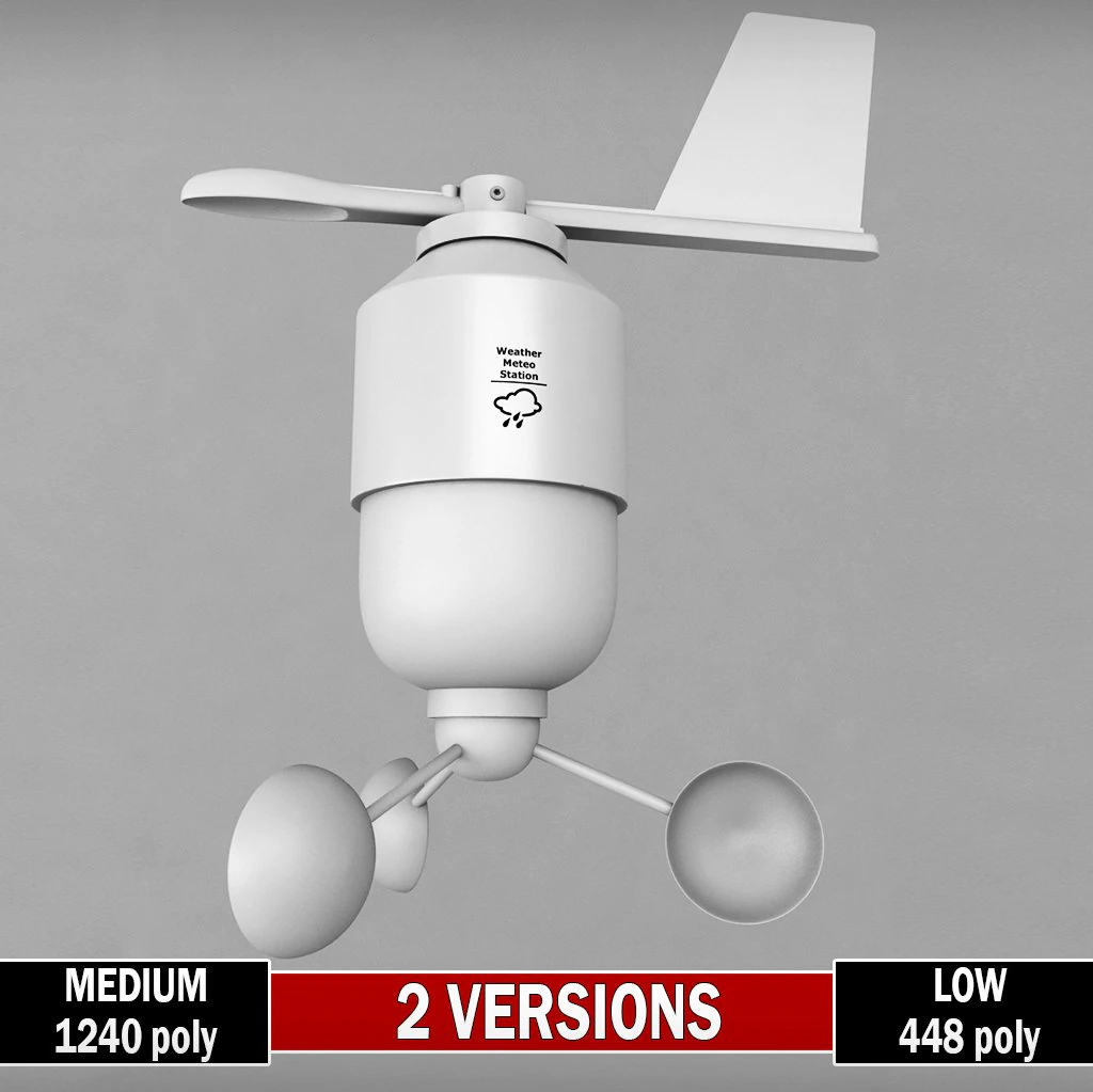 weather meteo station anenometer low poly 3D Model .c4d .max .obj .3ds .fbx .stl .blend
