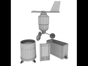 weather meteo station wireless set pack low poly 3D Model