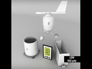 weather meteo station wireless set pack low poly 3D Модель