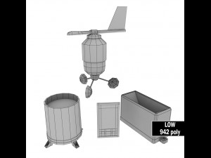 weather meteo station wireless set pack low poly 3D Модель