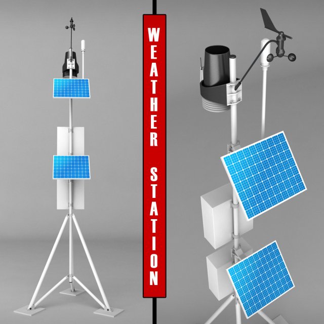 weather meteo station high detail 3D 모델 .c4d .max .obj .3ds .fbx .stl .blend