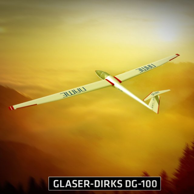 glider sailplane glaser dg-100 low poly Model 3D .c4d .max .obj .3ds .fbx .stl .blend 
