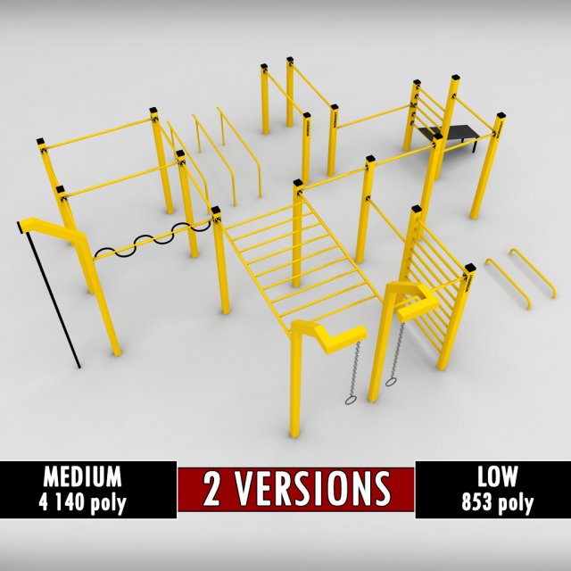street workout park gym low poly Modelo 3D .c4d .max .obj .3ds .fbx .stl .blend 