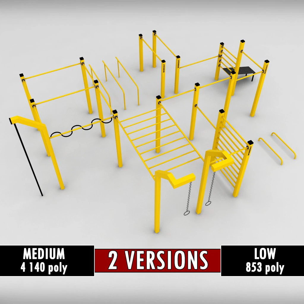 street workout park gym low poly 3D Model .c4d .max .obj .3ds .fbx .stl .blend 