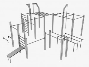 street workout park gym low poly Modelo 3D
