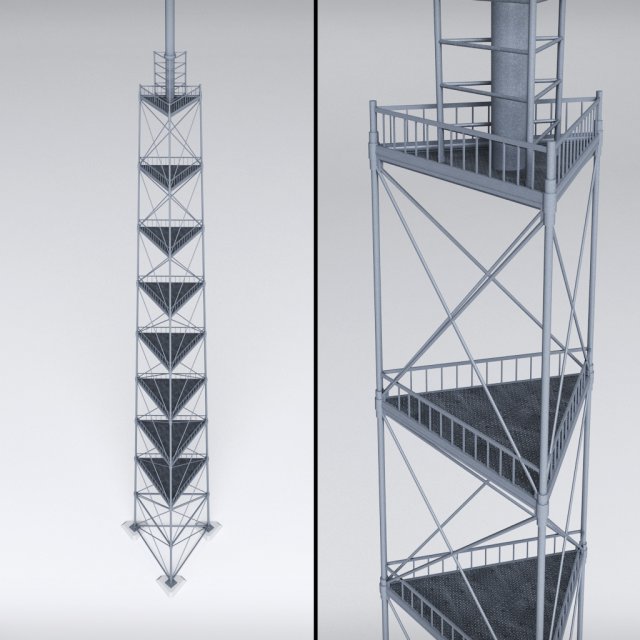 scaffolding radio tower power 3D Model .c4d .max .obj .3ds .fbx .stl .blend 