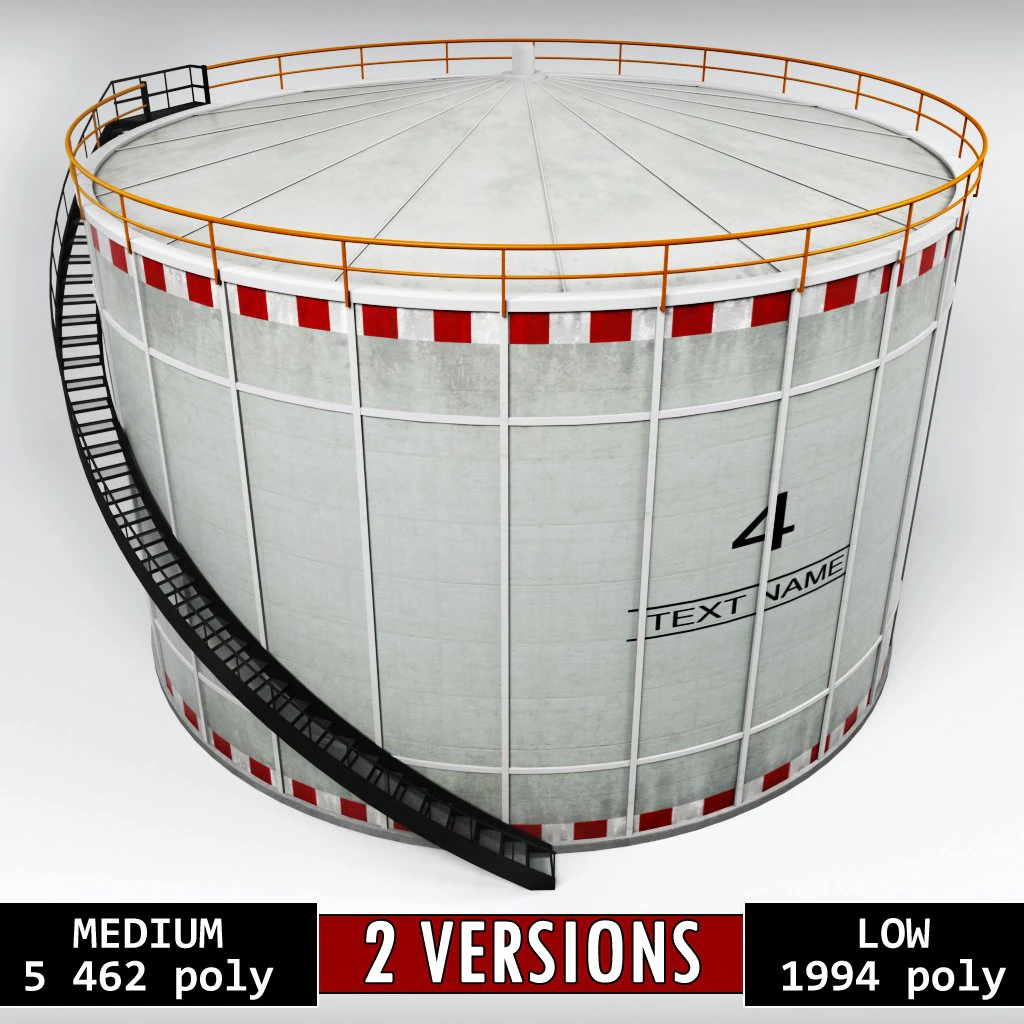 industrial oil tank cylinder 3D Model .c4d .max .obj .3ds .fbx .stl .blend 