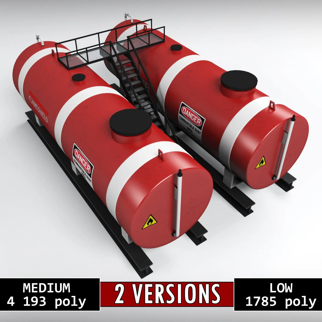 industrial oil tank double 3D Model .c4d .max .obj .3ds .fbx .stl .blend 