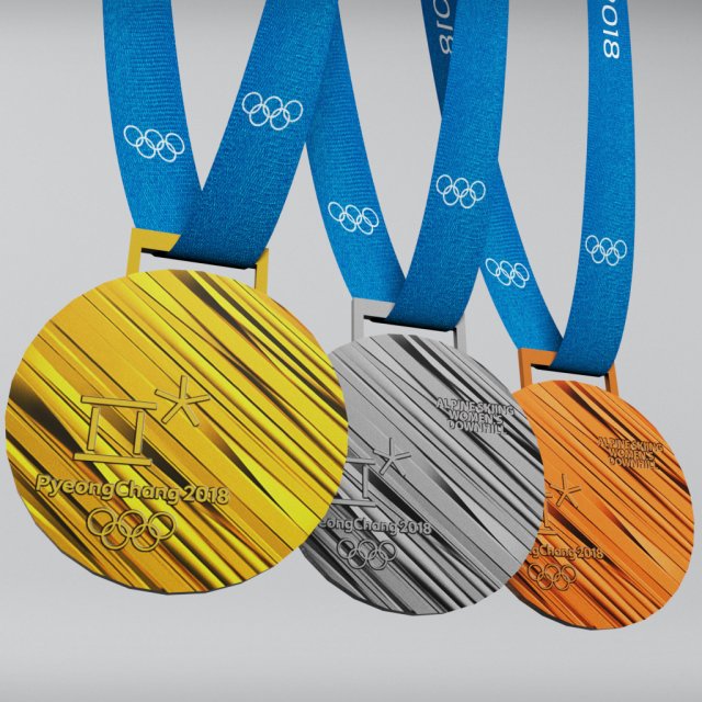 pyeongchang 2018 olympic medal low poly Modelo 3D .c4d .max .obj .3ds .fbx .stl .blend 