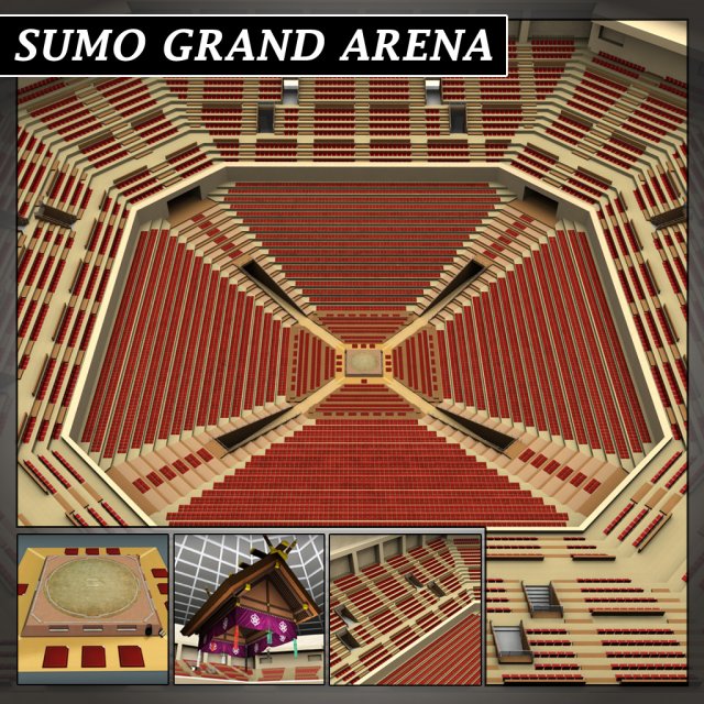 sumo arena grand hall dojo Modelo 3D .c4d .max .obj .3ds .fbx .stl .blend 