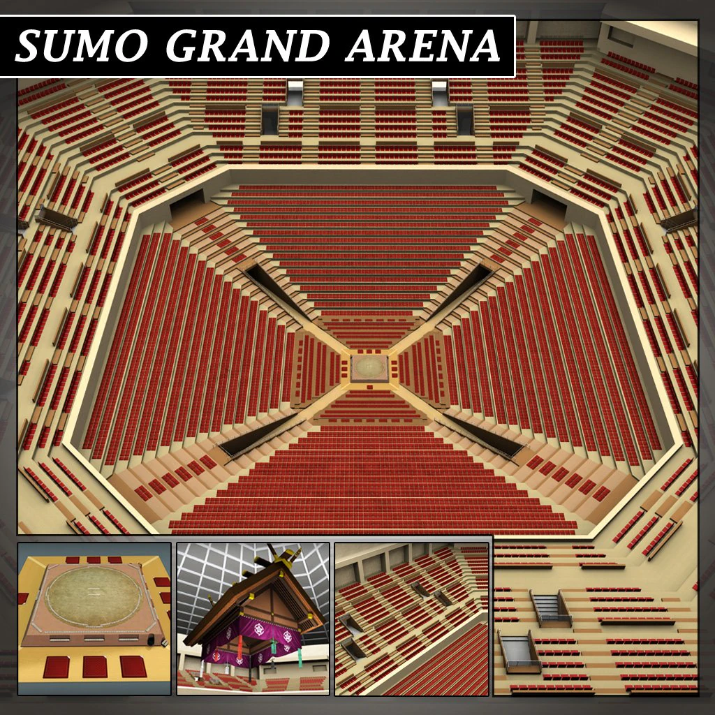 sumo arena grand hall dojo 3D Model .c4d .max .obj .3ds .fbx .stl .blend 