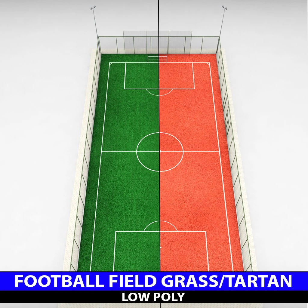 football soccer stadium field low poly 3D Model .c4d .max .obj .3ds .fbx .stl .blend 