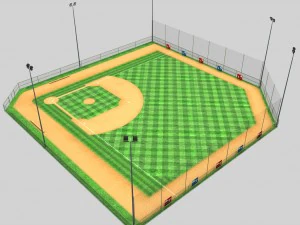 stadio di baseball arena diamante basso poli Modello 3D