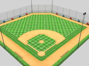 baseball stadium arena diamond low poly 3D 模型