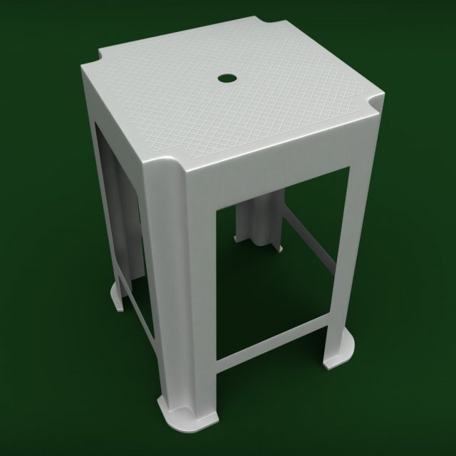 garden plastic stool 3D Модель .c4d .max .obj .3ds .fbx .stl .blend 
