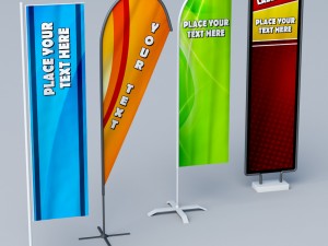 banner commercial flag stand pack low poly Model 3D