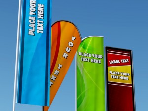 banner commercial flag stand pack low poly 3D Model