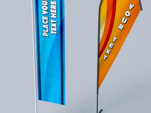banner commercial flag stand pack low poly 3D Model