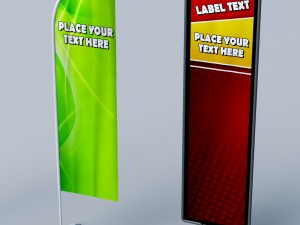 banner commercial flag stand pack low poly 3D Model