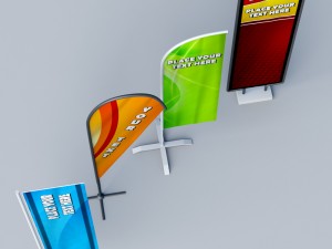 banner commercial flag stand pack low poly 3D Model