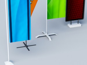 banner commercial flag stand pack low poly 3D Model