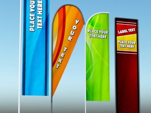 banner commercial flag stand pack low poly 3D Model