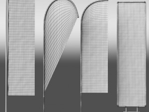 banner commercial flag stand pack low poly 3D Model