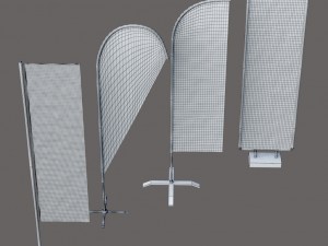 banner commercial flag stand pack low poly 3D Model