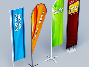 banner commercial flag stand pack low poly 3D Model
