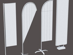 banner commercial flag stand pack low poly 3D Model