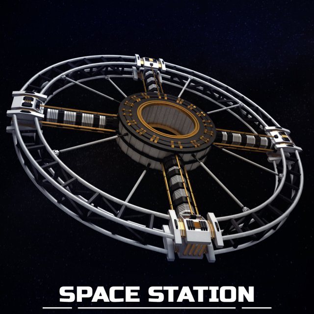space station torus sci-fi 3D Model .c4d .max .obj .3ds .fbx .stl .blend 