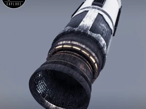 Rakete, Weltraum, kleiner Motor, Low-Poly 3D Modell