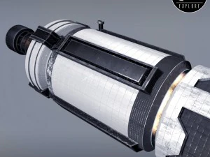 Rakete, Weltraum, kleiner Motor, Low-Poly 3D Modell