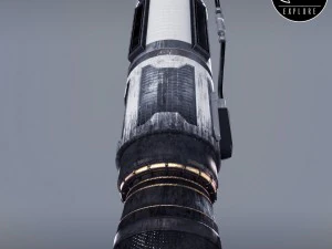 Rakete, Weltraum, kleiner Motor, Low-Poly 3D Modell