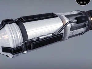 Rakete, Weltraum, kleiner Motor, Low-Poly 3D Modell