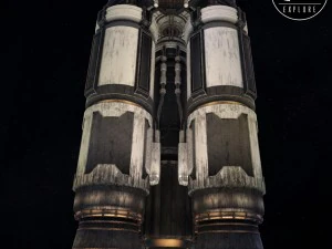 Rakete, Weltraum, kleiner Motor, Low-Poly 3D Modell