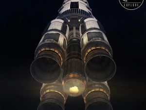 Rakete, Weltraum, kleiner Motor, Low-Poly 3D Modell