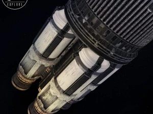 Rakete, Weltraum, kleiner Motor, Low-Poly 3D Modell