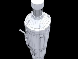 Rakete, Weltraum, kleiner Motor, Low-Poly 3D Modell