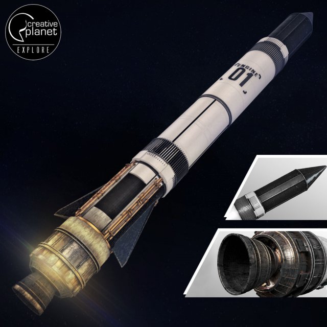space sci-fi rocket ship small 3D Model .c4d .max .obj .3ds .fbx .stl .blend 