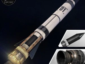 razzo spaziale fantascientifico piccolo Modello 3D