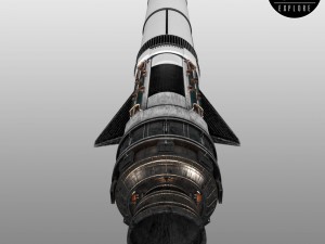 space sci-fi rocket ship small 3D Model