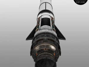 space sci-fi rocket ship small 3D Model
