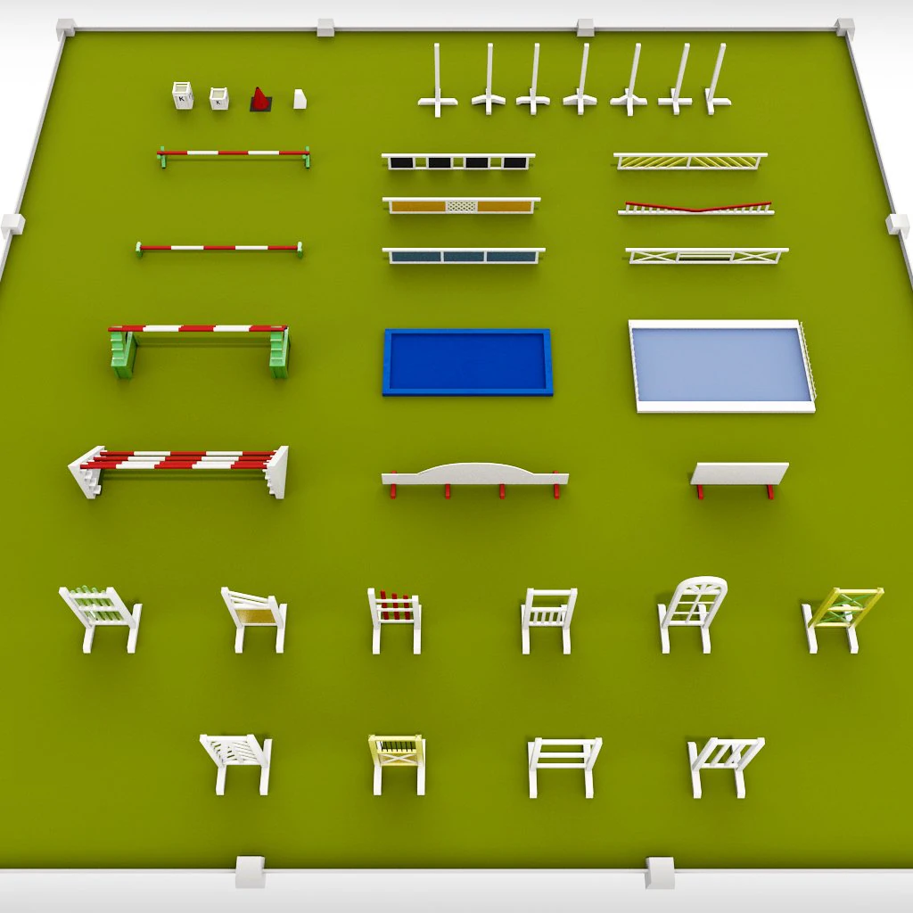 horse jumping obstacle small pack low poly 3D Model .c4d .max .obj .3ds .fbx .stl .blend
