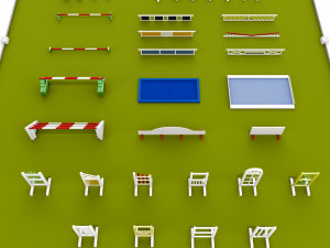 horse jumping obstacle small pack low poly Model 3D
